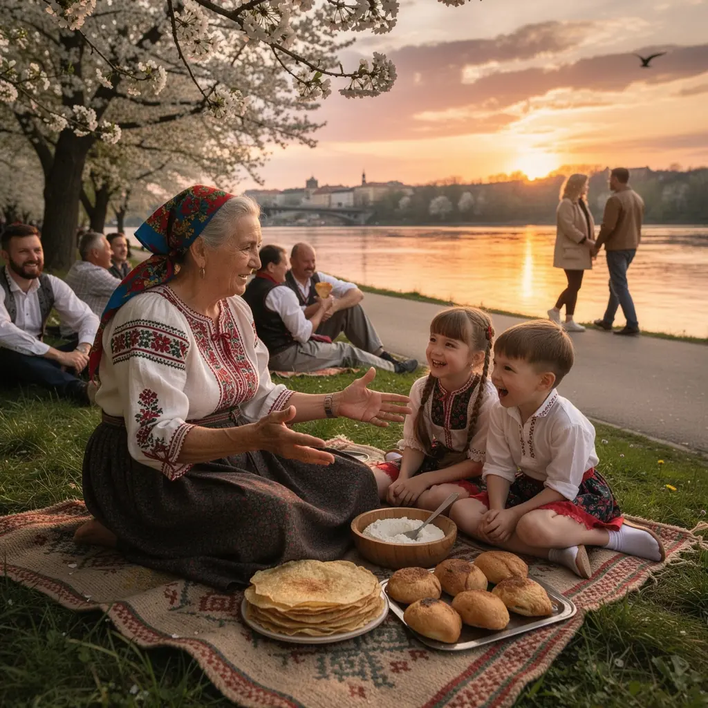 Colorful stalls filled with handmade crafts and local delicacies at a bustling village market.